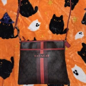 COACH Signature Varsity FileStripe Crossbody bag F38402 G1677 EUC